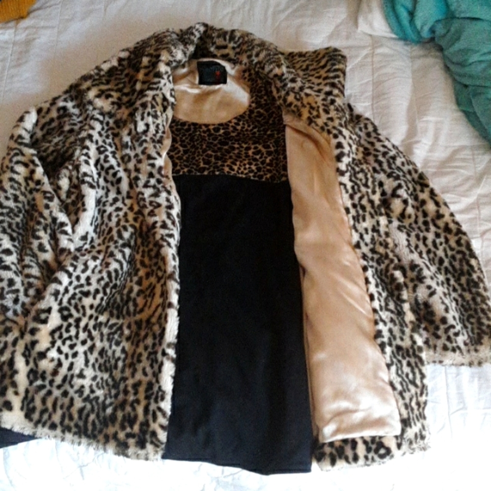 Leopard print dress and coat